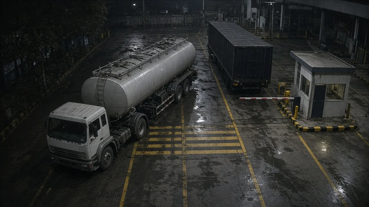 Lane camera on vehicles at the plant gate